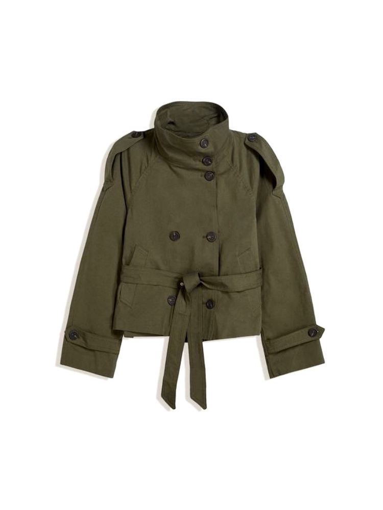 Women's Belted Double-Breasted Jacket – Chic Mid-Season Outerwear