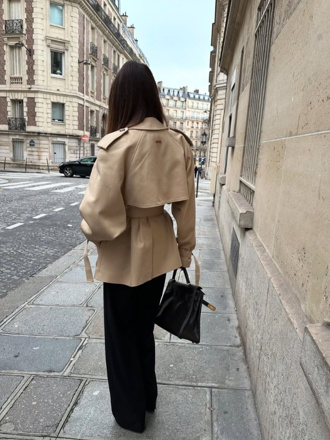 Women's Belted Double-Breasted Jacket – Chic Mid-Season Outerwear