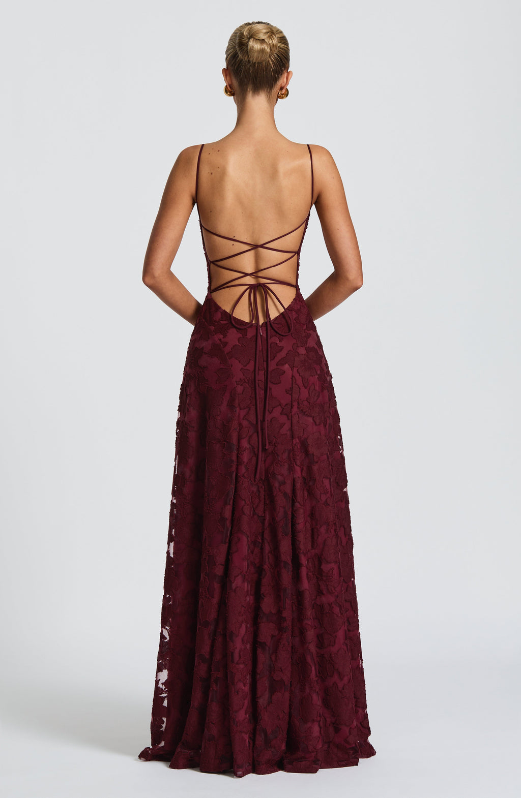 Women's Floral Cowl Neck Maxi Dress – Elegant Lace-Back Occasion Style