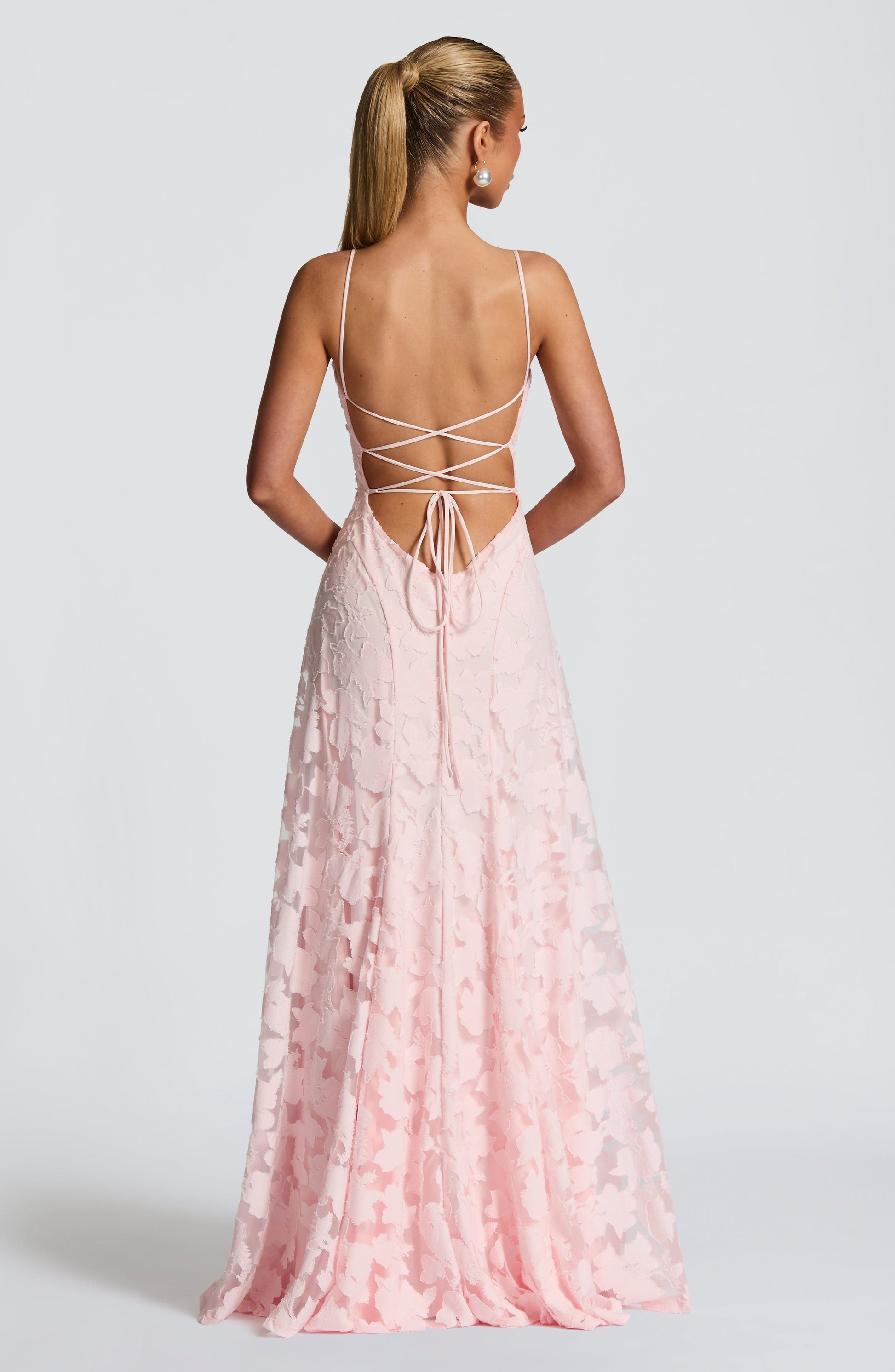 Women's Floral Cowl Neck Maxi Dress – Elegant Lace-Back Occasion Style