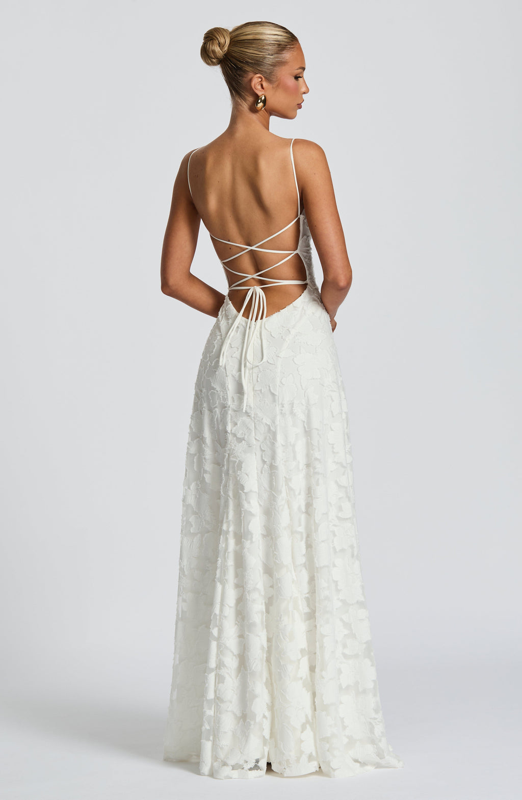 Women's Floral Cowl Neck Maxi Dress – Elegant Lace-Back Occasion Style