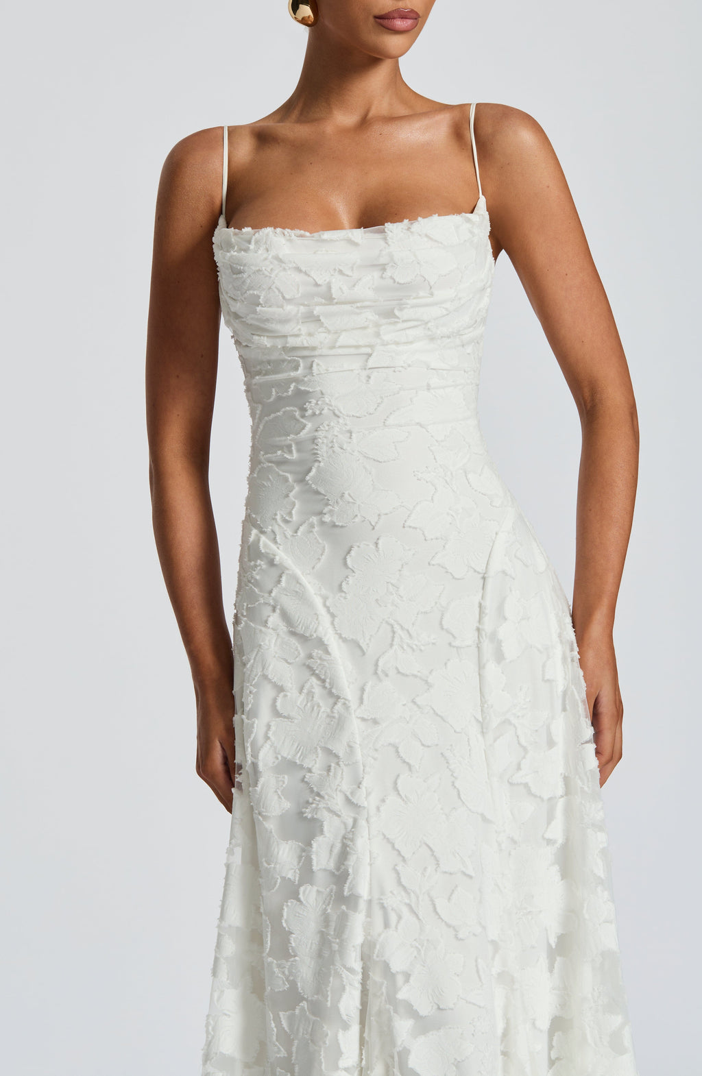 Women's Floral Cowl Neck Maxi Dress – Elegant Lace-Back Occasion Style