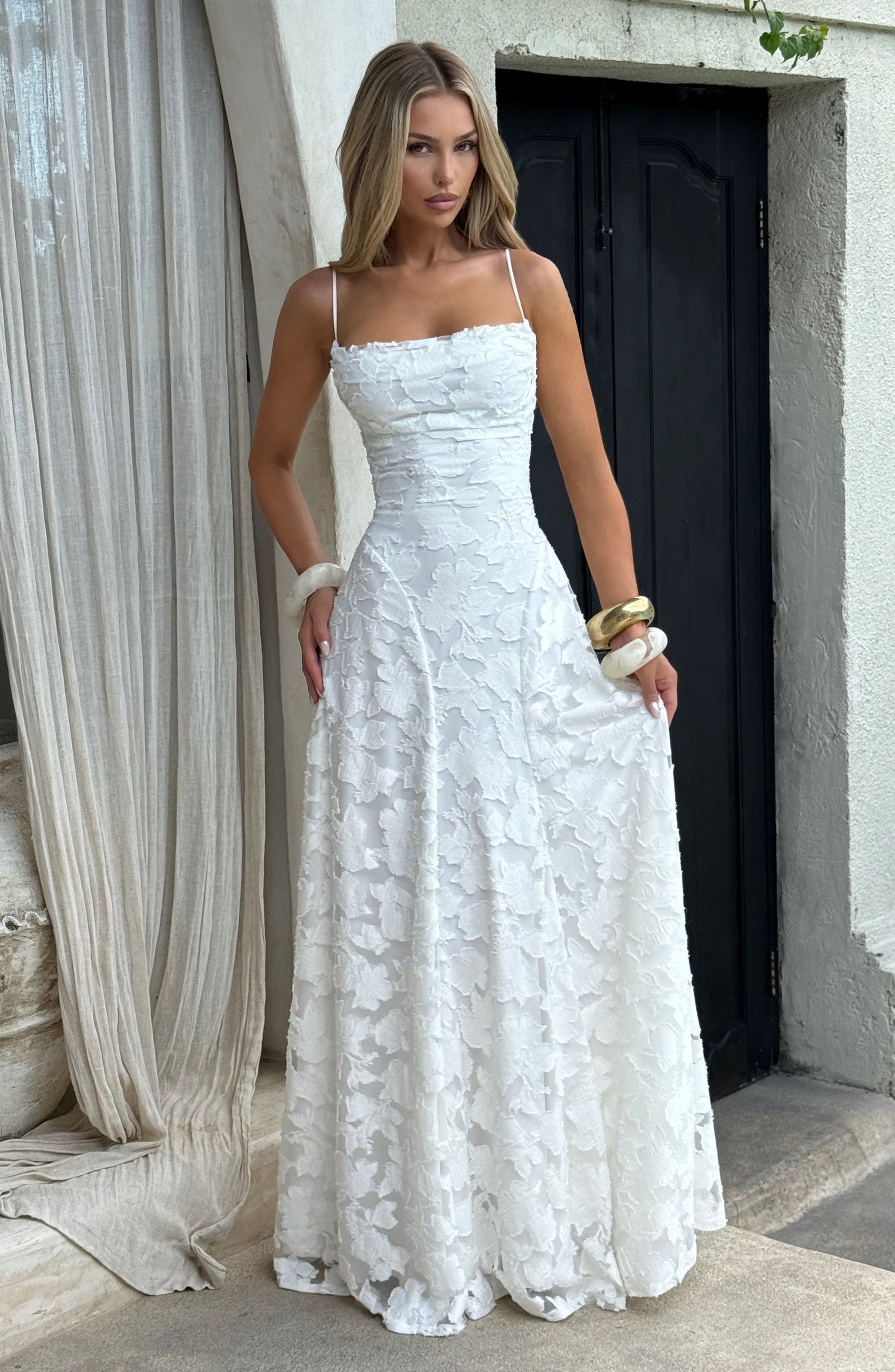 Women's Floral Cowl Neck Maxi Dress – Elegant Lace-Back Occasion Style