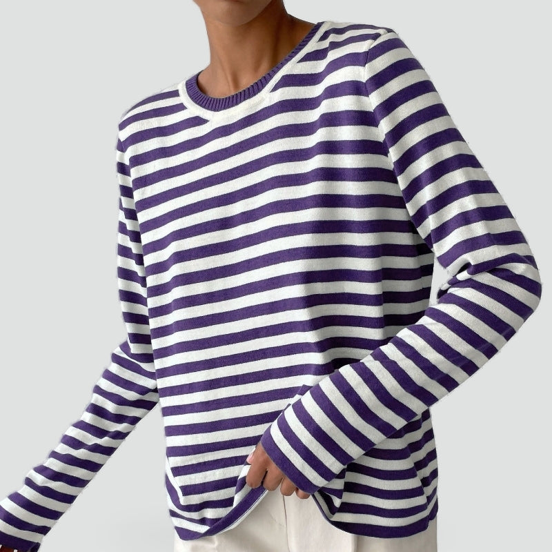 Women’s Striped Crewneck Sweater - Soft and Casual