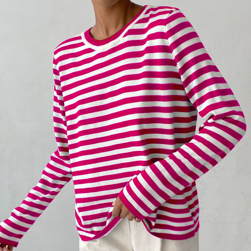 Women’s Striped Crewneck Sweater - Soft and Casual