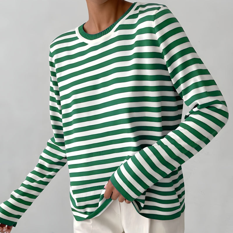 Women’s Striped Crewneck Sweater - Soft and Casual