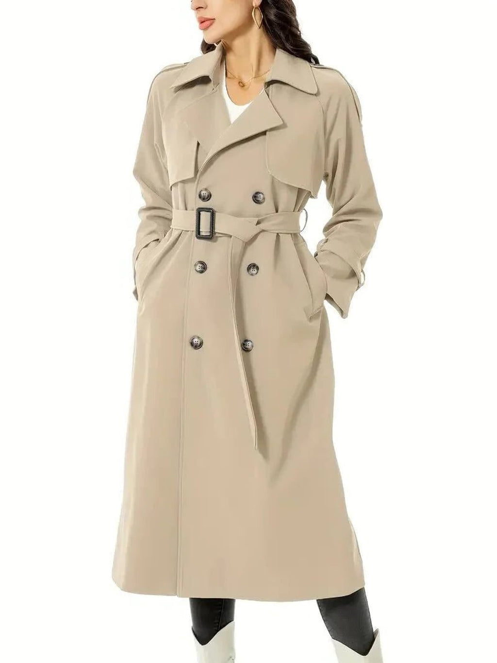 Women's Trench Coat - Belted with Wide Lapels