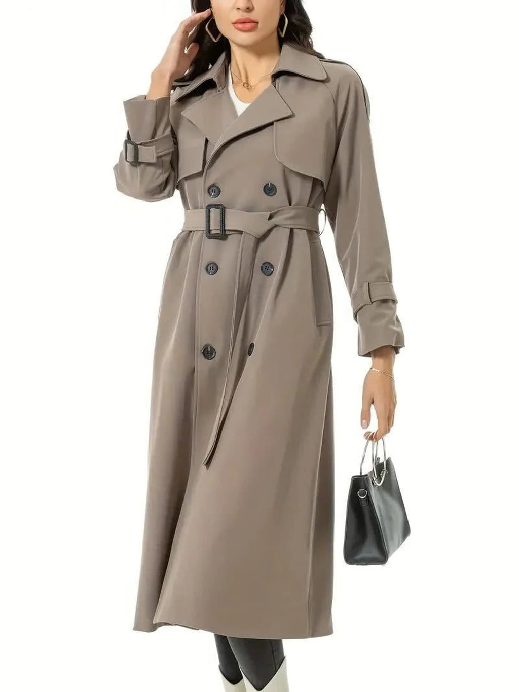 Women's Trench Coat - Belted with Wide Lapels