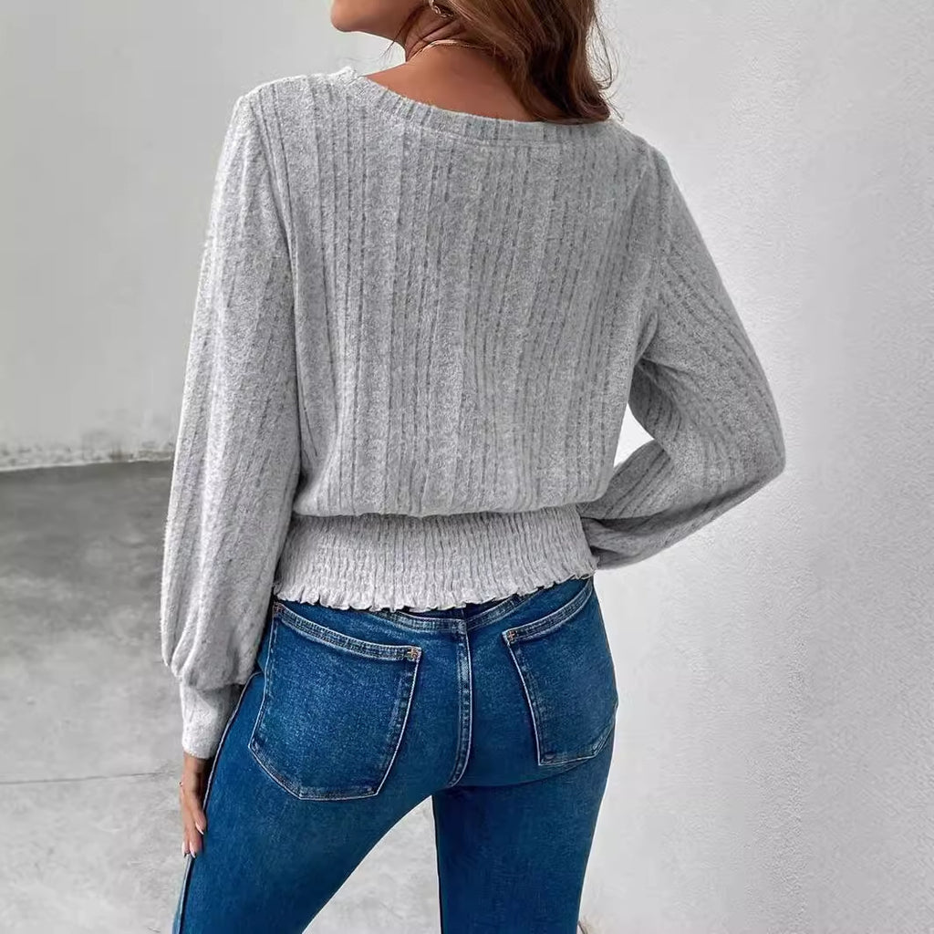 Casual Long-Sleeve Top - Simple and Versatile