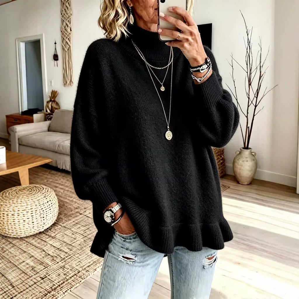 Women’s Lotus-Edge Knit Sweater – Soft Feminine Pullover
