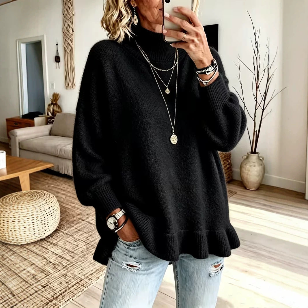 Women’s Lotus-Edge Knit Sweater – Soft Feminine Pullover