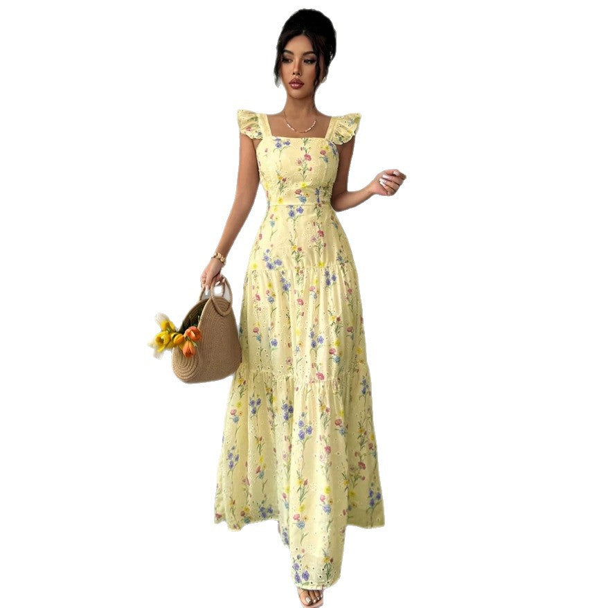 Women's Floral Spaghetti-Strap Dress – Feminine French-Inspired Summer Style