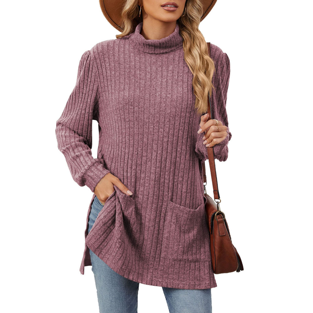 Loose Half-High-Neck T-Shirt - Easy and Practical