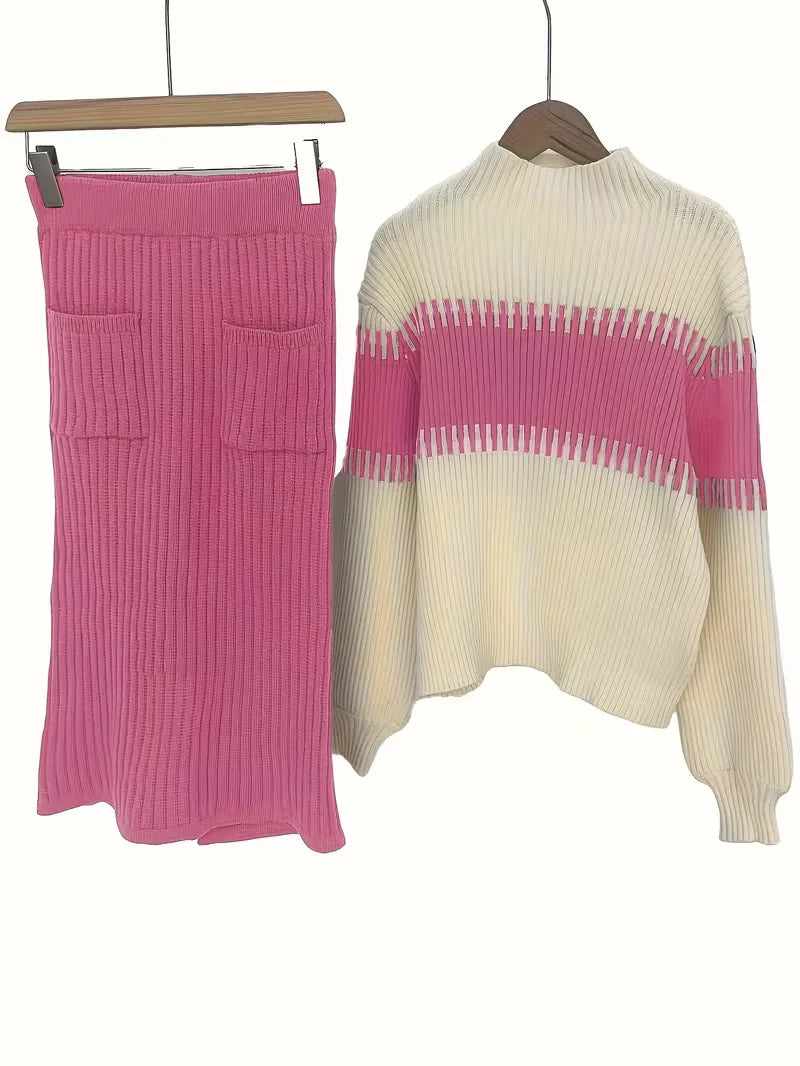Ribbed Two-Piece Skirt Set - Coordinated and Comfortable