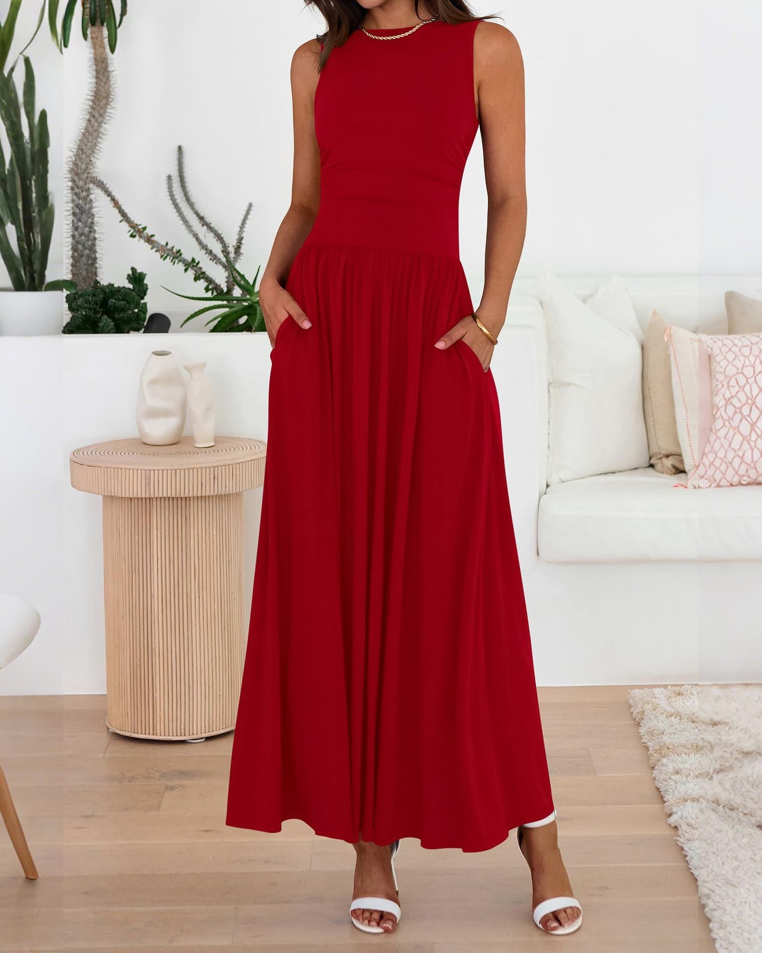 Women's Pocket Maxi Dress - Relaxed Long Skirt Day Style