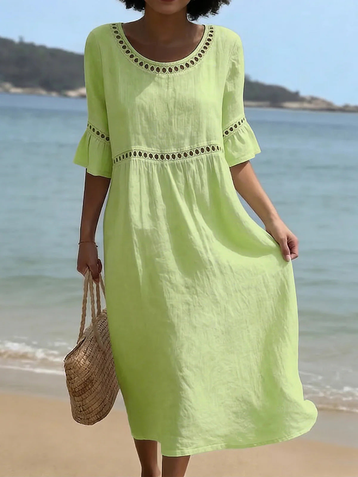 Women's Tummy-Control Midi Dress - Elegant Flattering Occasion Style