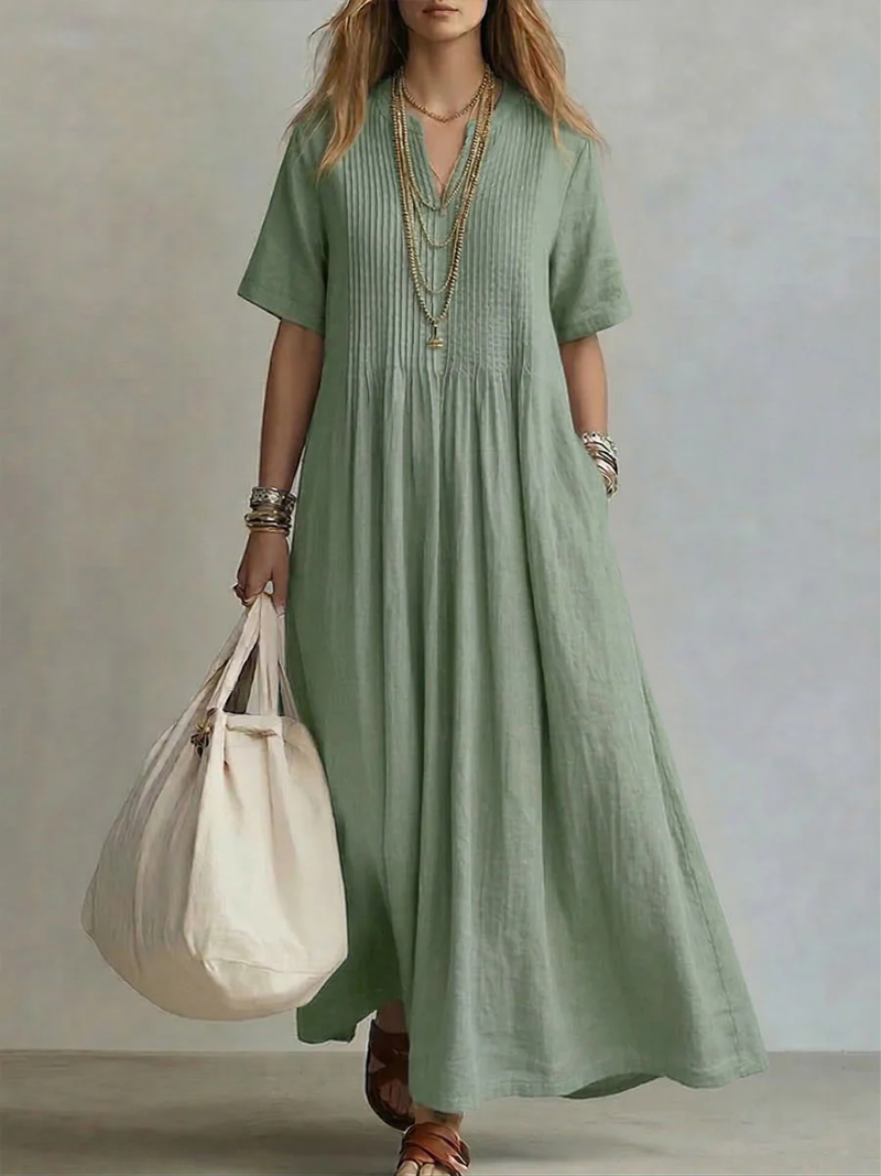 Women's Pleated Dress - Elegant Feminine Occasion Style