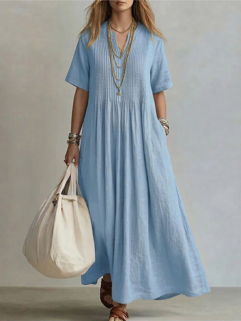 Women's Pleated Midi Dress – Elegant Feminine Occasion Style