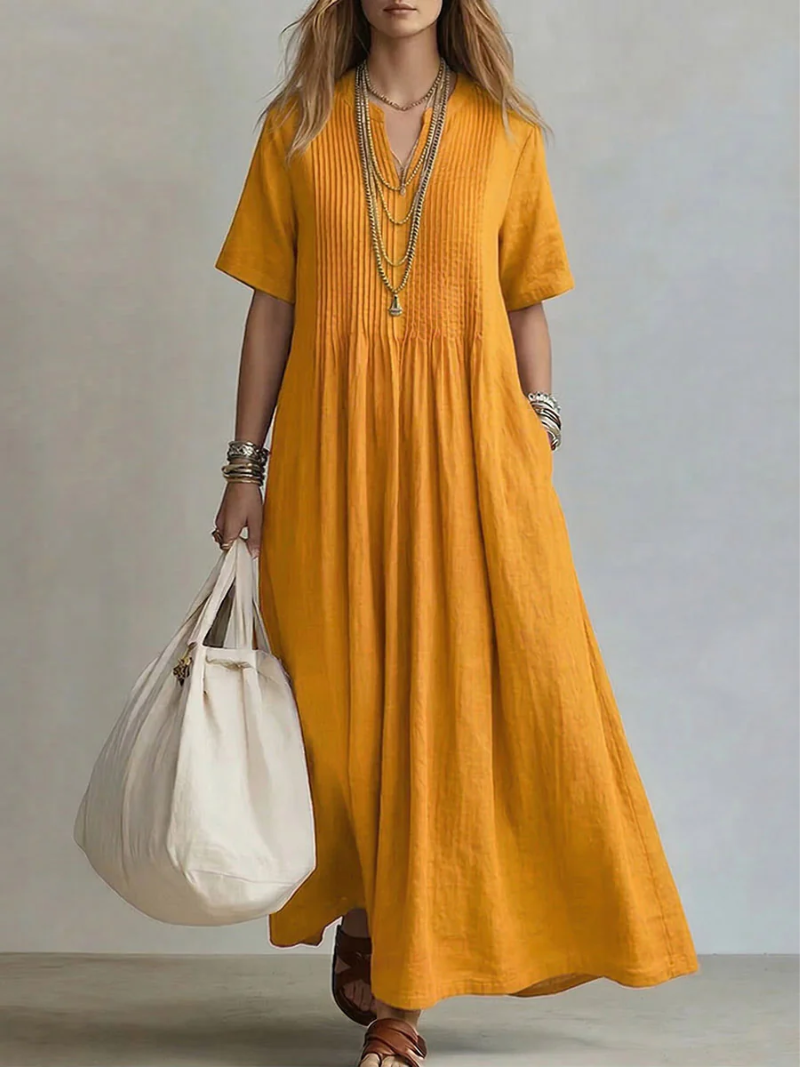 Women's Pleated Dress - Elegant Feminine Occasion Style
