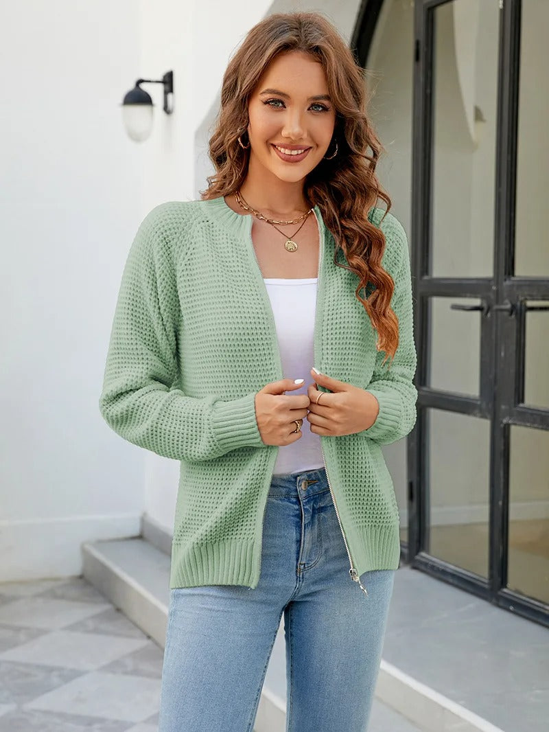 Women's Zip-Up Cardigan - Casual Long Sleeve Everyday Layer