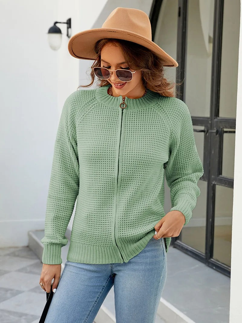 Women's Zip-Up Cardigan - Casual Long Sleeve Everyday Layer