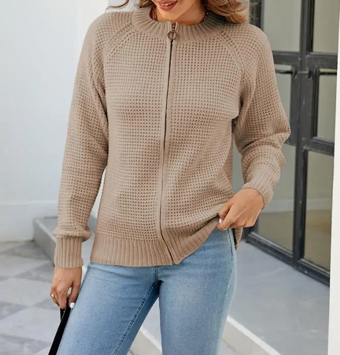 Women's Zip-Up Cardigan - Casual Long Sleeve Everyday Layer