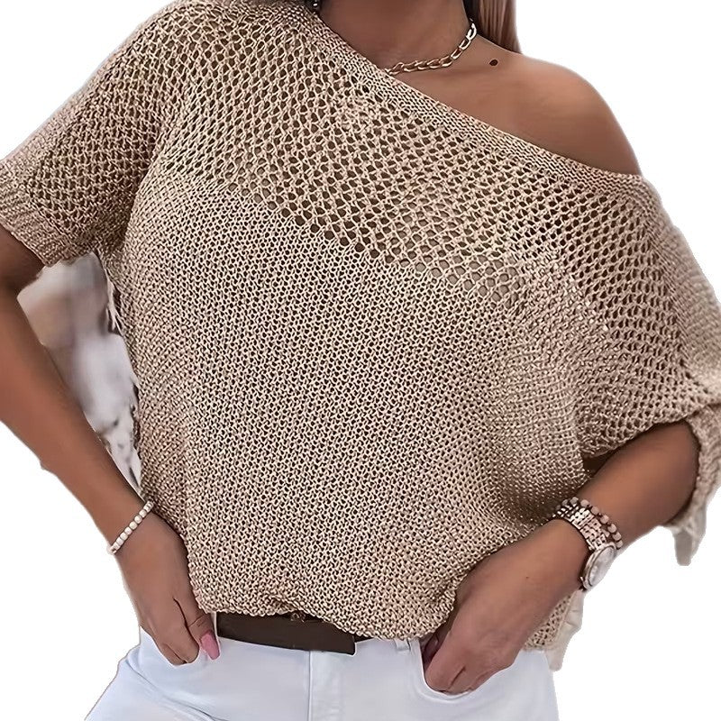 Hollow-Out Knit Top - Light and Feminine