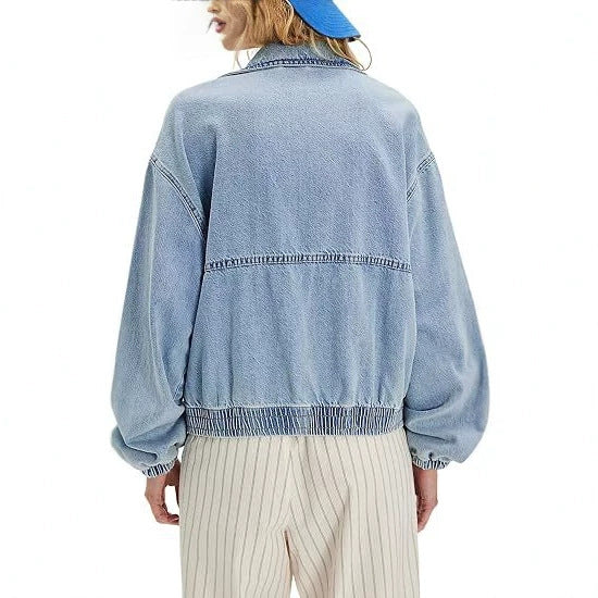 Unisex Retro Denim Jacket – Lapel Zip-Up Casual Vintage Style
