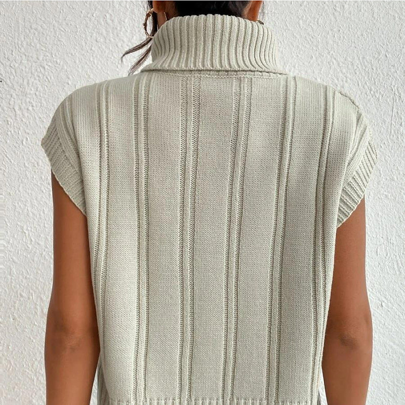 Women’s High-Neck Sleeveless Knit Vest - Soft and Versatile