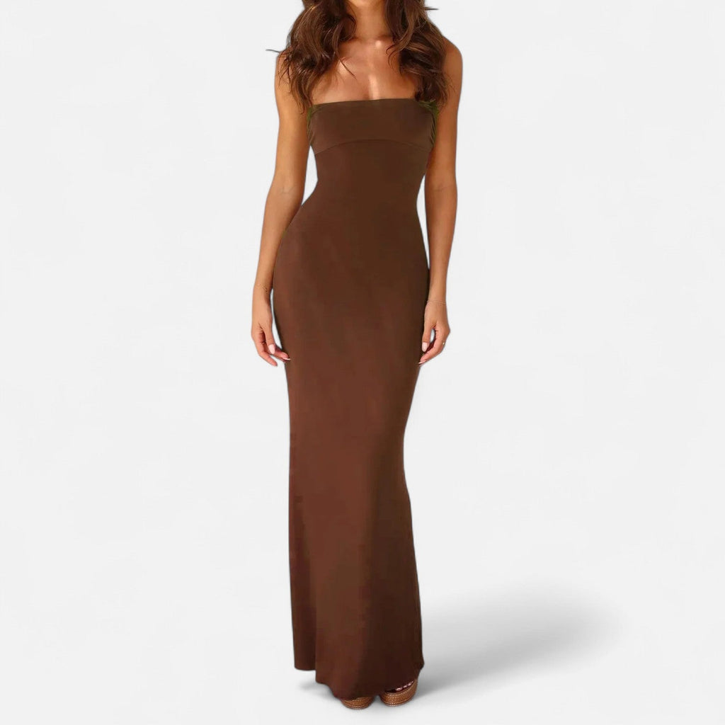 Women's Backless Draped Maxi Dress – Elegant Evening Statement Dress