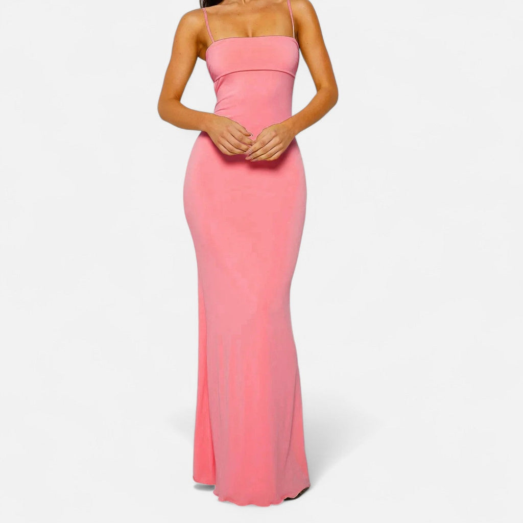 Women's Backless Draped Maxi Dress – Elegant Evening Statement Dress