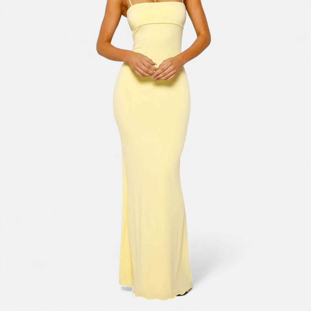 Women's Backless Draped Maxi Dress – Elegant Evening Statement Dress