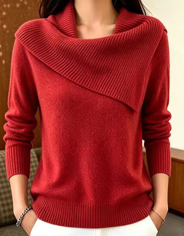 Women's Relaxed Fit Lapel Sweater - Soft Everyday Cozy Knit