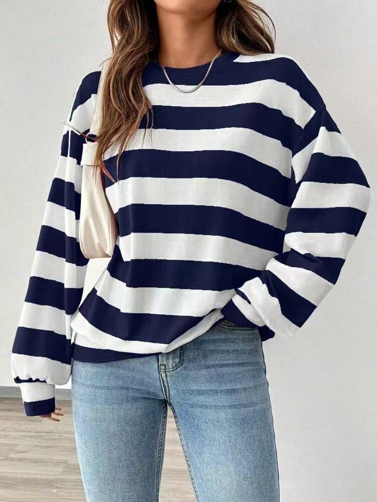 Women’s Striped Long Sleeve Top – Relaxed Modern Style