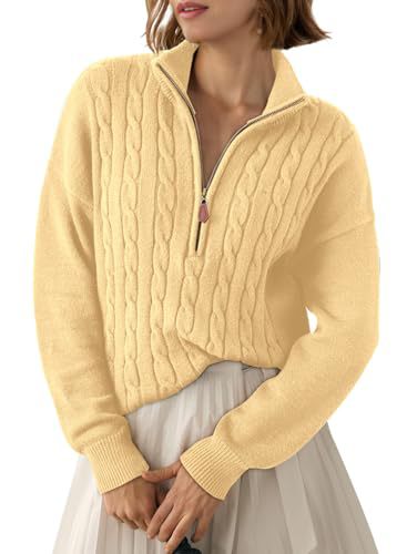 Retro Half-Zip Sweater Top - Loose and Casual