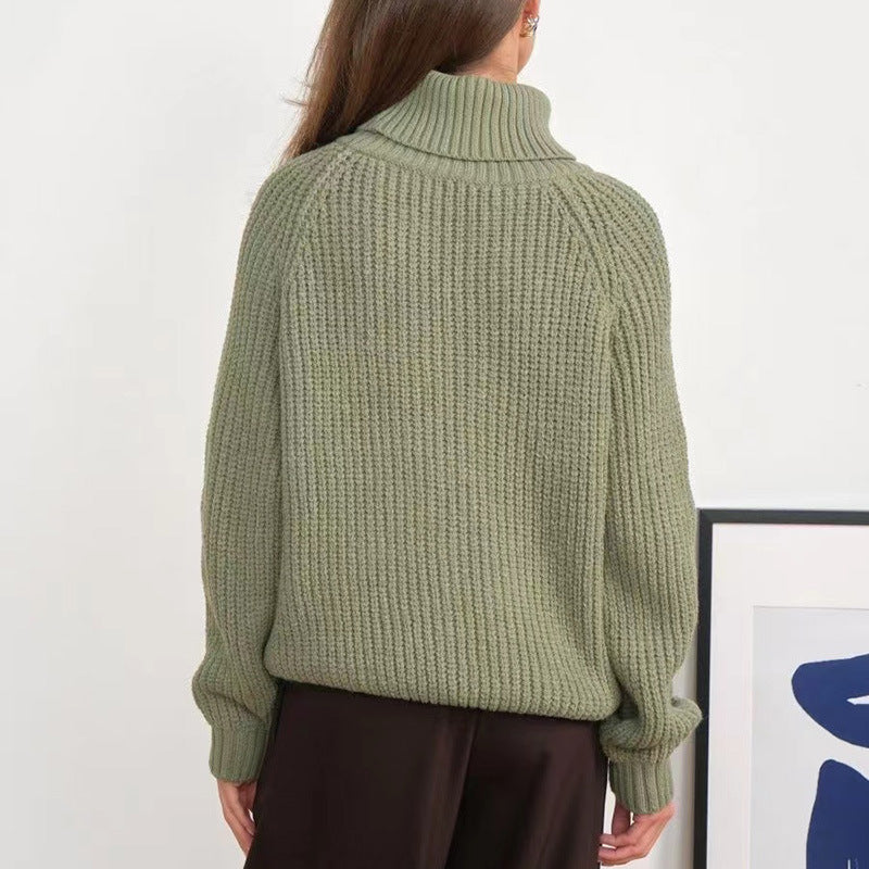 Women's Turtleneck Knit Sweater - Soft Mid Length Cozy Layer
