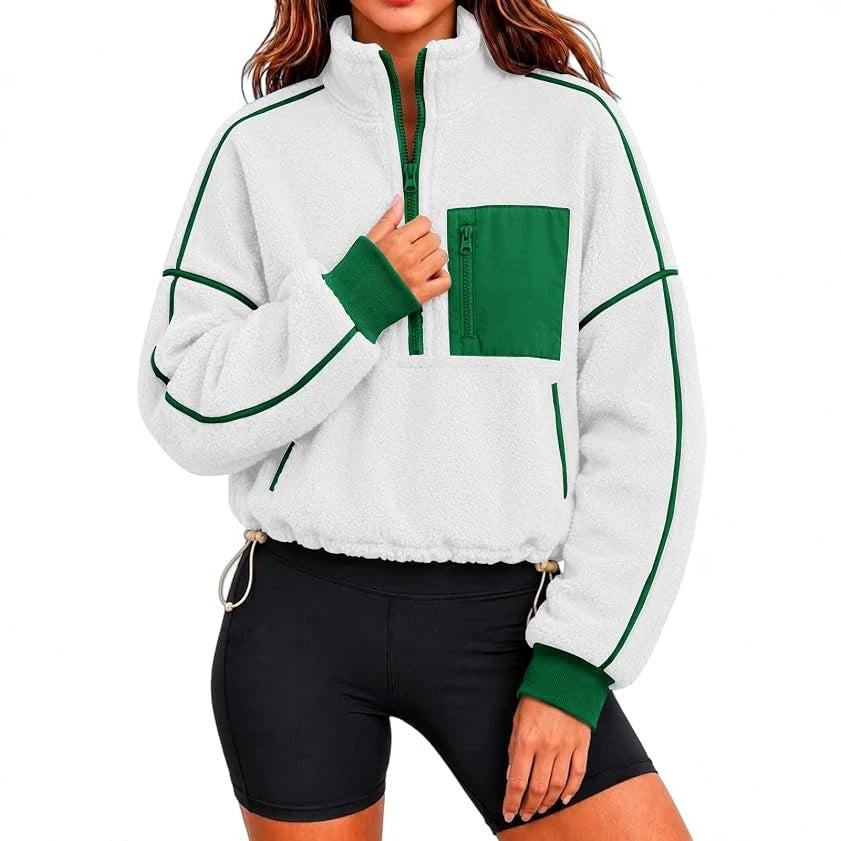 Cropped Drawstring Sweatshirt - Casual and Modern