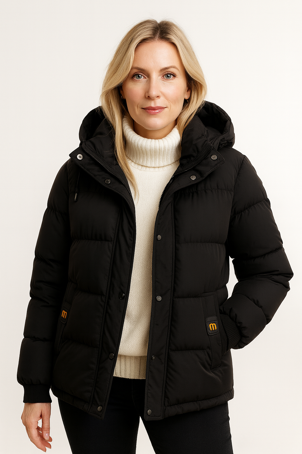 Women's Quilted Puffer Jacket - Warm Buttoned Outer Layer