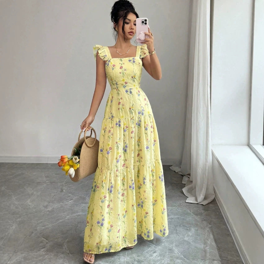 Women's Floral Spaghetti-Strap Dress – Feminine French-Inspired Summer Style