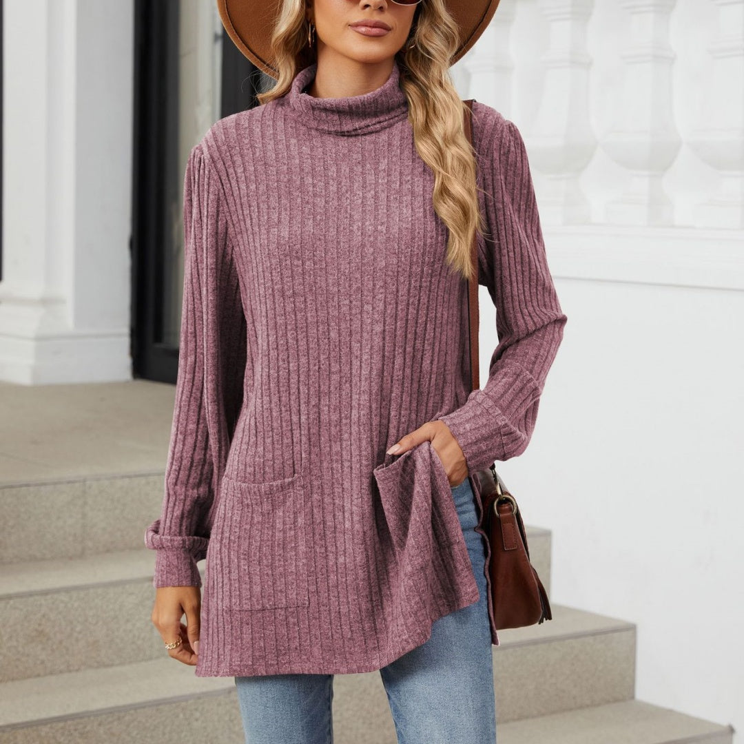 Loose Half-High-Neck T-Shirt - Easy and Practical