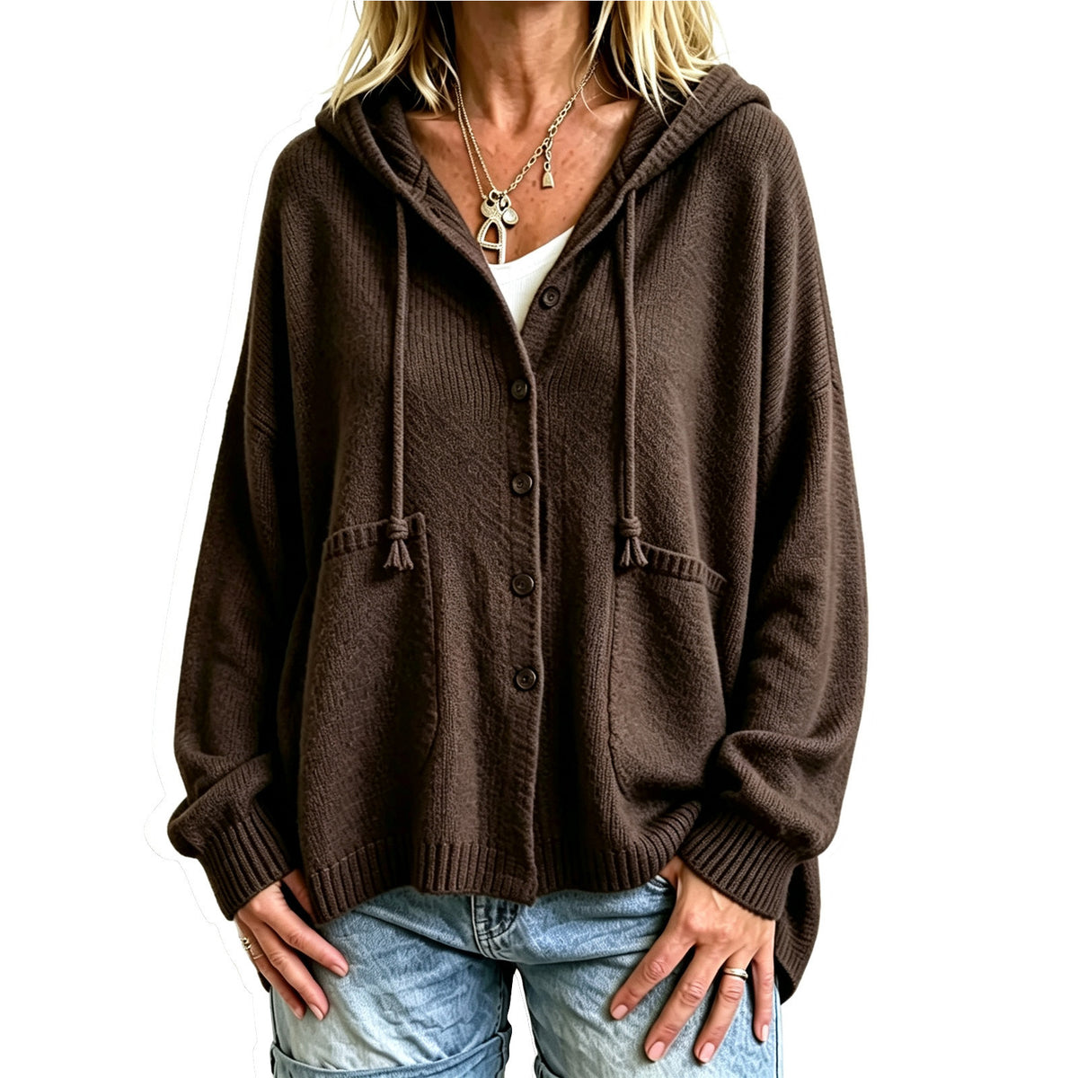 Cropped Hooded Top With Drawstring - Sporty and Casual