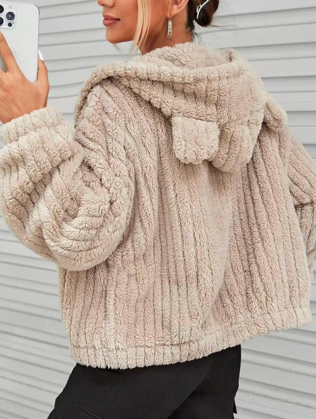 Plush Zip Cardigan Jacket - Warm and Playful