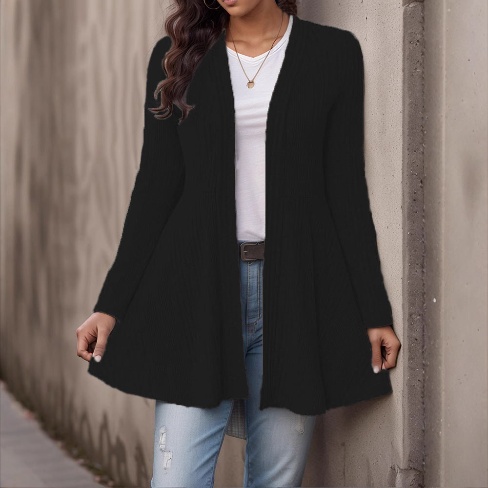 Women’s Striped Brushed Cardigan Top – Soft Cozy Casual Everyday Layering Style