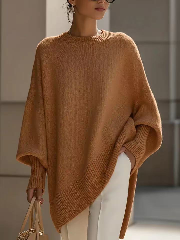 Women’s Thick Crew-Neck Knitted Pullover – Loose All-Matching Sweater