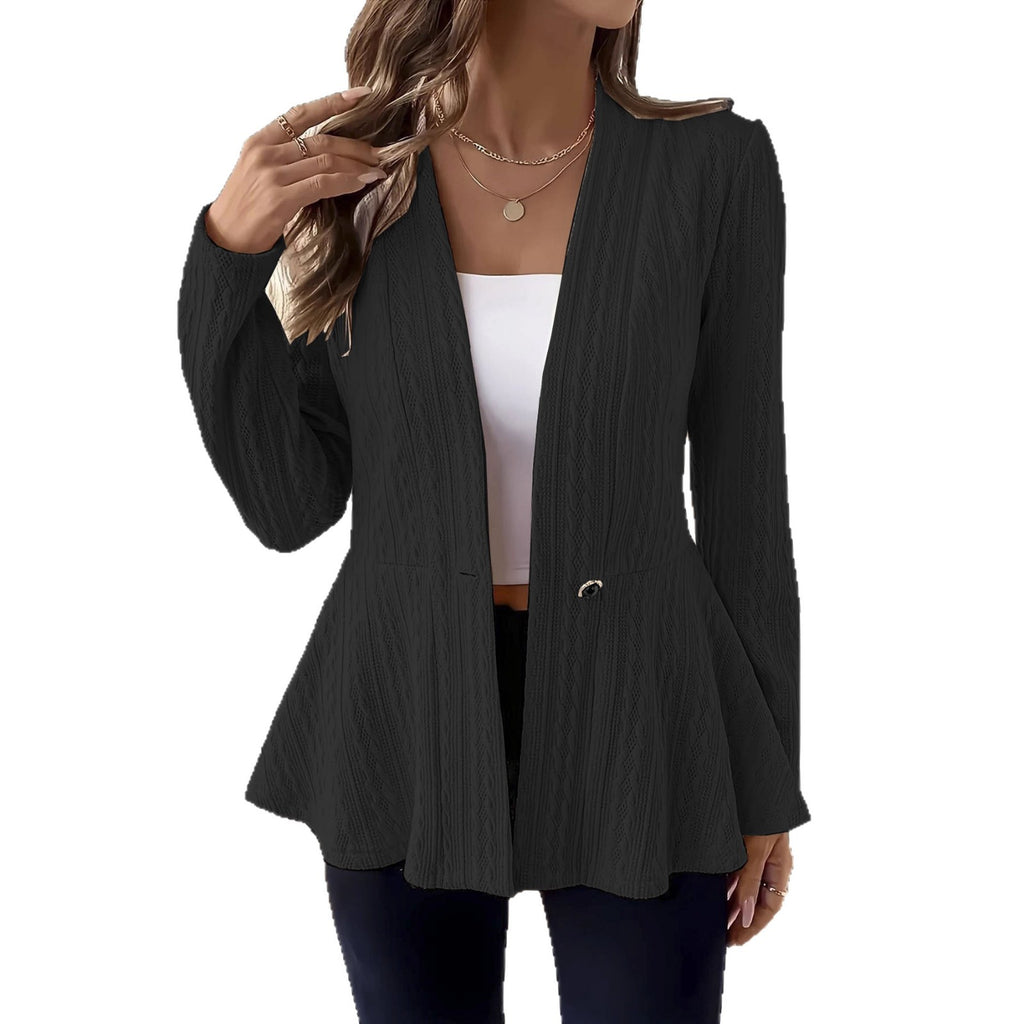 Women’s Solid Color One-Button Knit Cardigan – Cozy Elegant Everyday Layering Style