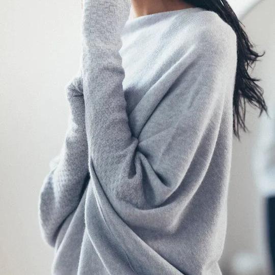Women's Oversized Draped Crew Neck Sweater