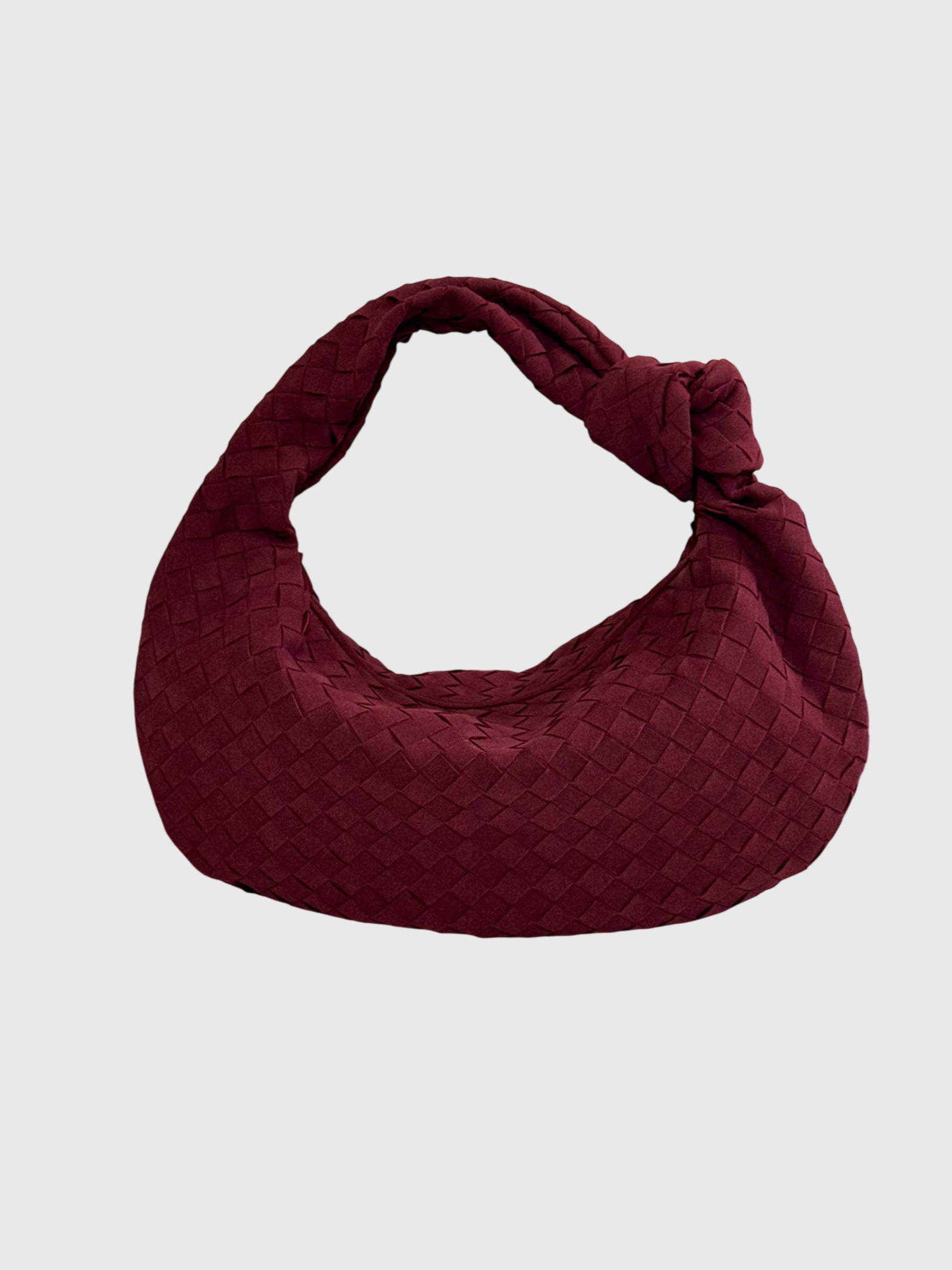 Women’s Medium Suede Woven Bag – Elegant Knotted Chic Style