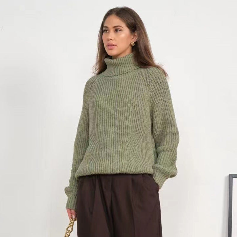 Women's Turtleneck Knit Sweater - Soft Mid Length Cozy Layer