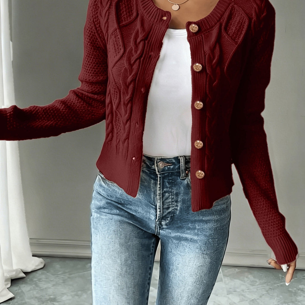 Cable-Knit Button Cardigan - Elegant and Cozy