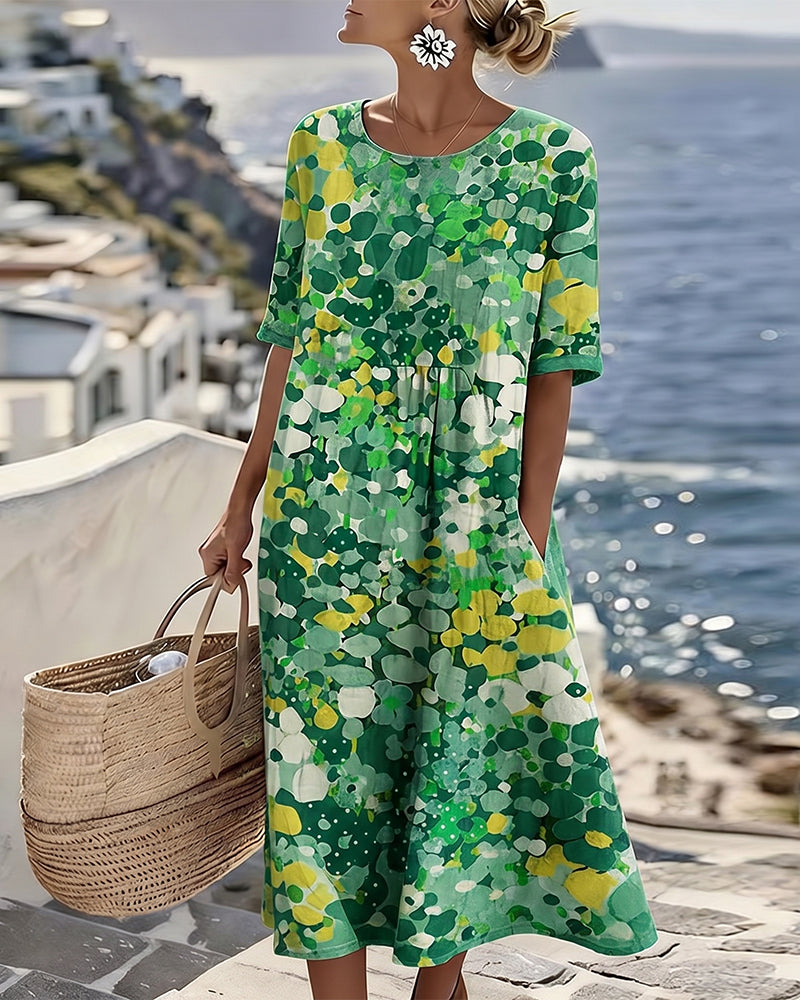 Women's Relaxed-Fit Printed Day Dress – Easy Comfortable Everyday Style